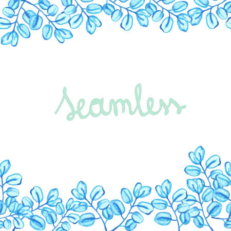 Blue watercolor leves clip artのイラスト素材