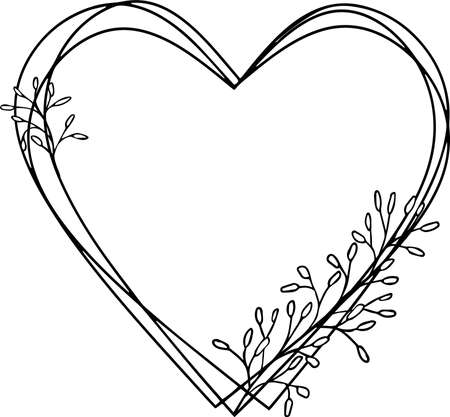 Hearts frame with floral elementsのイラスト素材