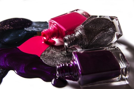 nail polish on a white background closeupの写真素材