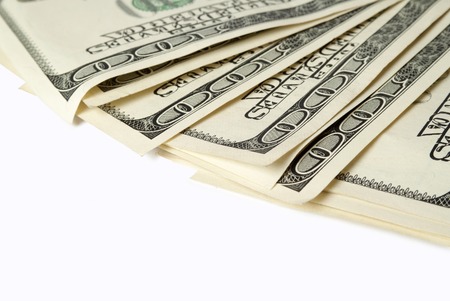 Heap of Dollars isolated on white background with place for your