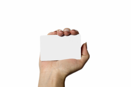 hand holding blank business card with clipping paths
