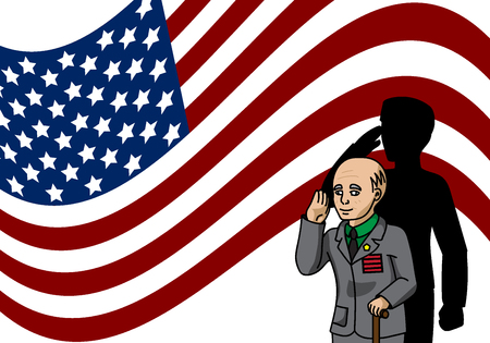 Veterans Day. Usa soldier. American scratched flagのイラスト素材