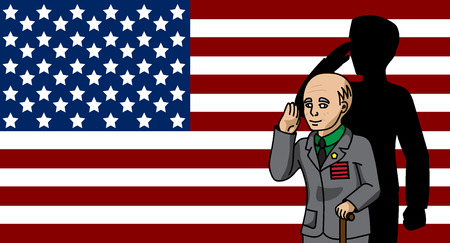 Veterans Day. Usa soldier. American scratched flagのイラスト素材