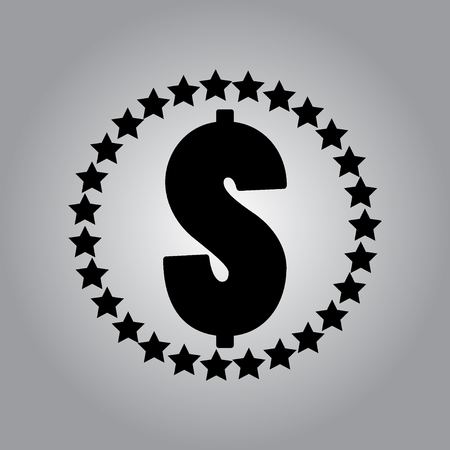 Dollar Stars icon. Vector style is flat iconic symbol with rounded angles, black colorのイラスト素材