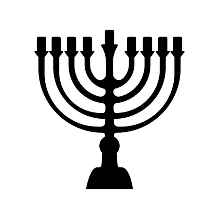 Menorah for Hanukkah, Vector illustration. Religion icon. Silhouette Flat styleのイラスト素材