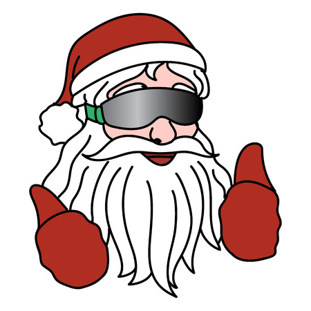 Portrait of Santa Claus with ski goggles. Vector Illustration isolated on white background.のイラスト素材