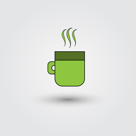 Illustration of a cup of hot coffee on a white backgroundのイラスト素材