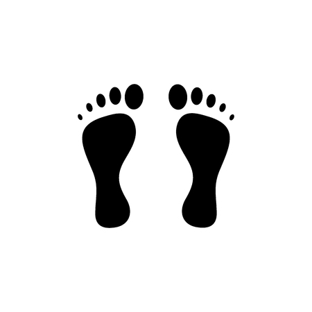 Foot print vector icon on white background. Footprint vector clip art. Footprint black shape.のイラスト素材