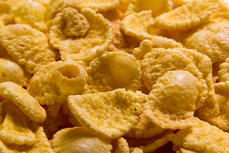 Cornflakes close-up. Cereals for use as background image or as texture