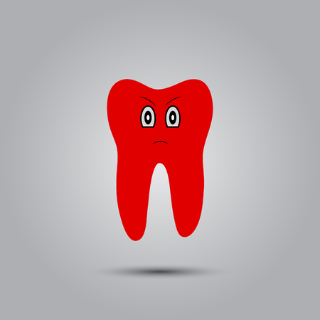 Smiley in the shape of a tooth on a gray backgroundのイラスト素材