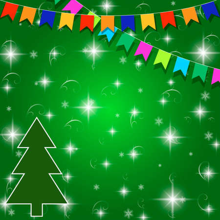 Christmas greeting card on a green backgroundのイラスト素材