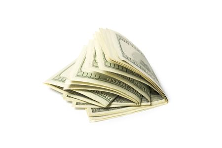 dollars isolated on white background close up lookの写真素材