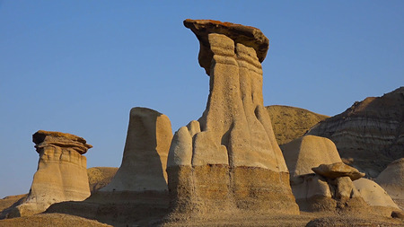 Drumheller Alberta Badlnds Hoodoos Sandstone Formationsの写真素材