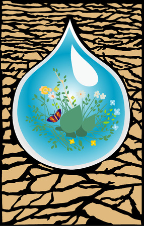 A drop in the landのイラスト素材