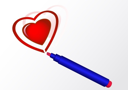 Marker both the drawn heart and outline of heart with a shadeのイラスト素材