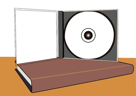 Compact disc illustration in a case on the bookのイラスト素材