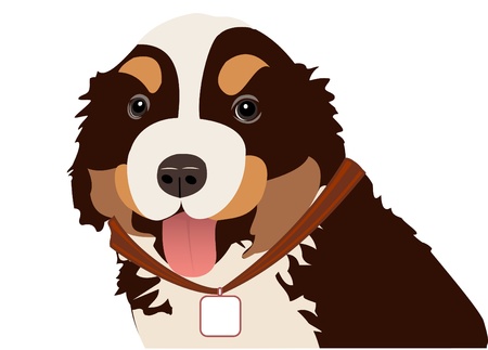Illustration of a dog with a medallion on a neckのイラスト素材