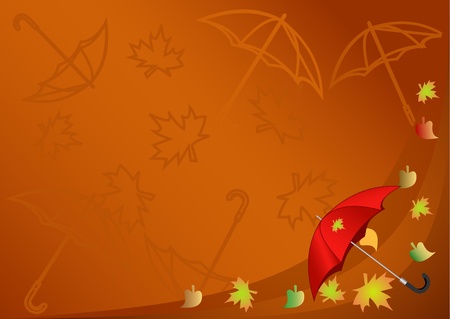 Illustration of an autumn background with an umbrellaのイラスト素材