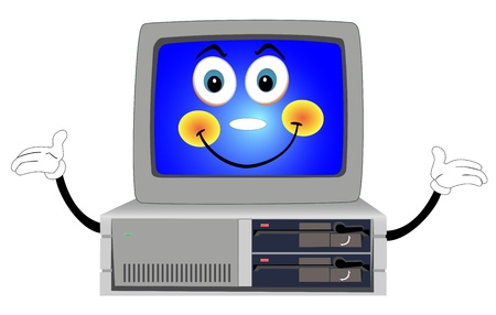 Illustration of a funny computer on a white background