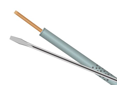 Illustration of a soldering iron and a screwdriver on a white backgroundのイラスト素材