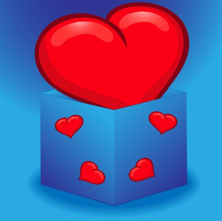 Illustration of heart in open box with heartsのイラスト素材
