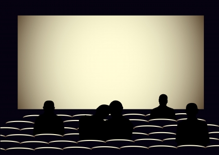Illustration of the visual cinema with silhouettes of peopleのイラスト素材