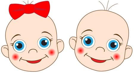 Illustration of two cherubic babies on a white backgroundのイラスト素材