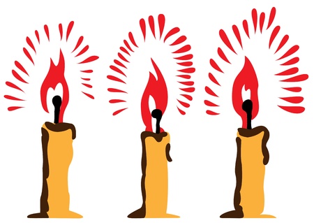 Illustration of three burning candles on a white backgroundのイラスト素材