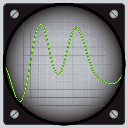 Illustration of round display oscilloscope with waveformのイラスト素材