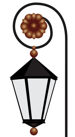 Illustration of retro street lantern on a white のイラスト素材