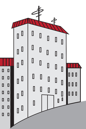 Illustration of symbolic high-rise buildings on a white backgroundのイラスト素材