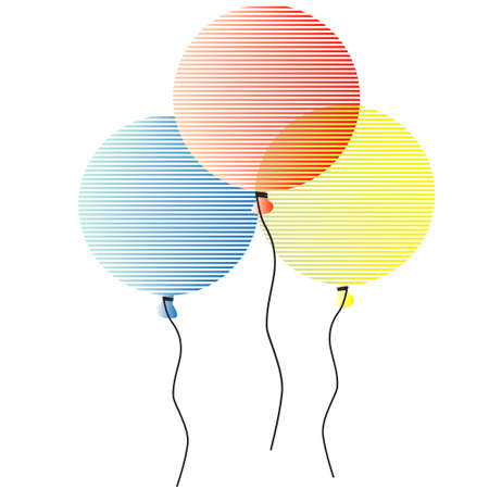 Illustration of striped air balloons on a white backgroundのイラスト素材