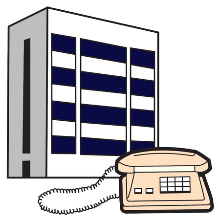 Illustration of symbolic buildings telecom and telephoneのイラスト素材