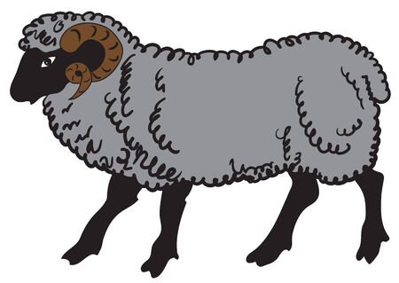 Illustration of a big ram on white backgroundのイラスト素材
