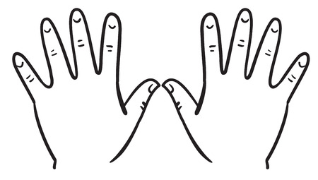 Illustration of outline of hands on a white backgroundのイラスト素材