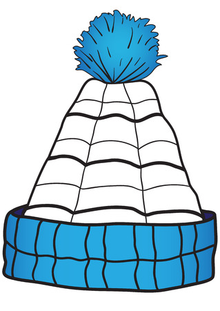 Illustration of a blue children cap with a pomponのイラスト素材