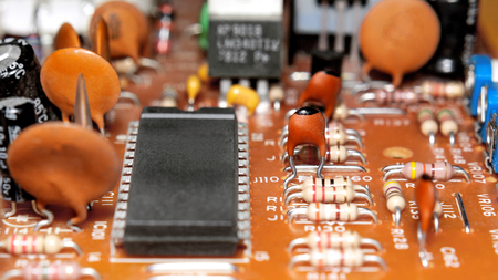 Electronic circuit board of the device close up