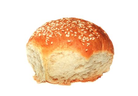 Bun with sesame seeds isolated on white background