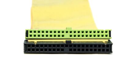 Computer connecting cable and adapters on white background