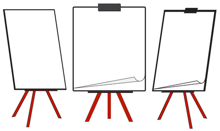 Illustration of three different clean flipcharts isolated on white backgroundのイラスト素材