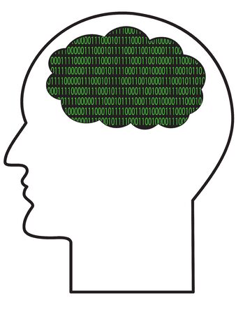 The contour of the human head with a binary computer codeのイラスト素材