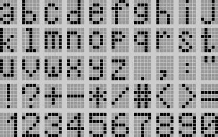 Illustration lowercase alphabet digital LCD indicator on a grey backgroundのイラスト素材