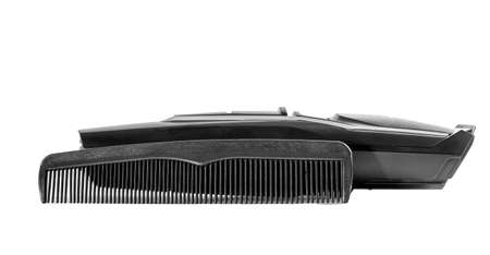 Hair clipper and comb isolated on white backgroundの写真素材