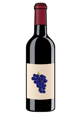 Illustration of a sealed bottle of red wine isolated on a white backgroundのイラスト素材
