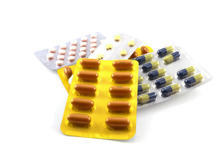 Medicines on white background
