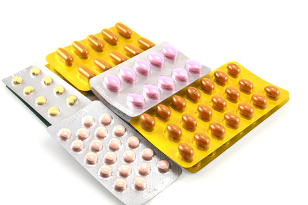 Medicines on white background