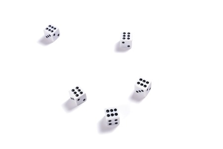 White dice on white backgroundの写真素材