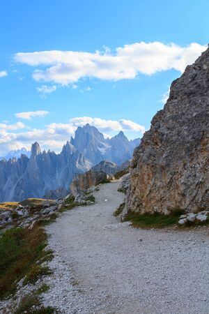Typical mountain landscape in the Dolomites in Italy,Europeの写真素材