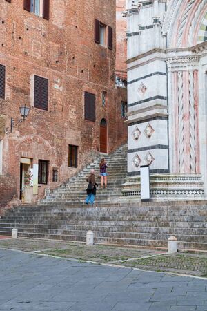 Siena charming narrow streets medieval town in Tuscany, Italyのeditorial素材