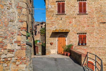 Charming narrow streets of Volterra town in Tuscany, Italyのeditorial素材